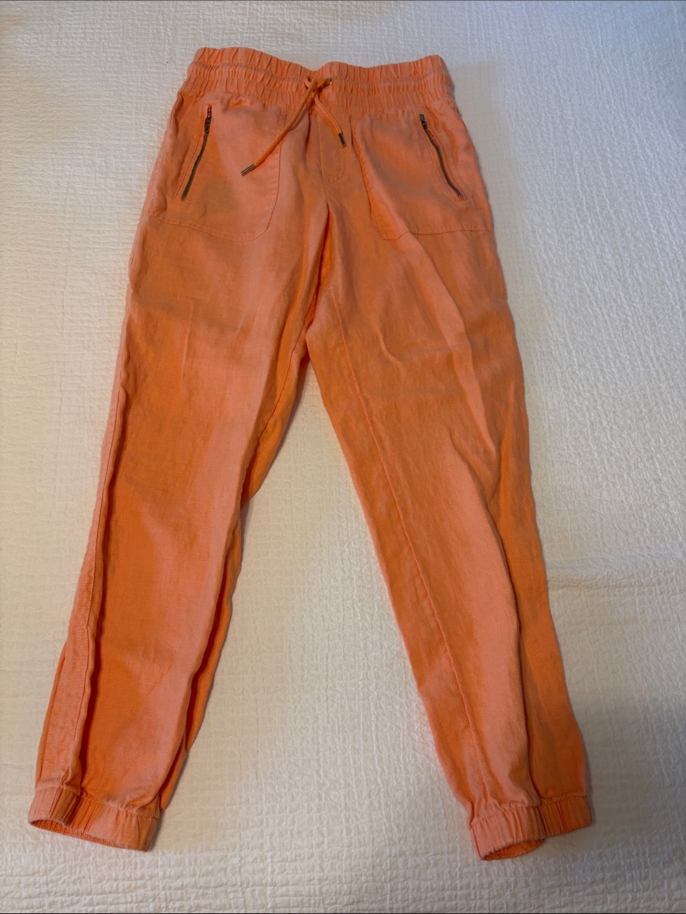 Athleta Orange/Peach Linen-Blend Jogger Pants